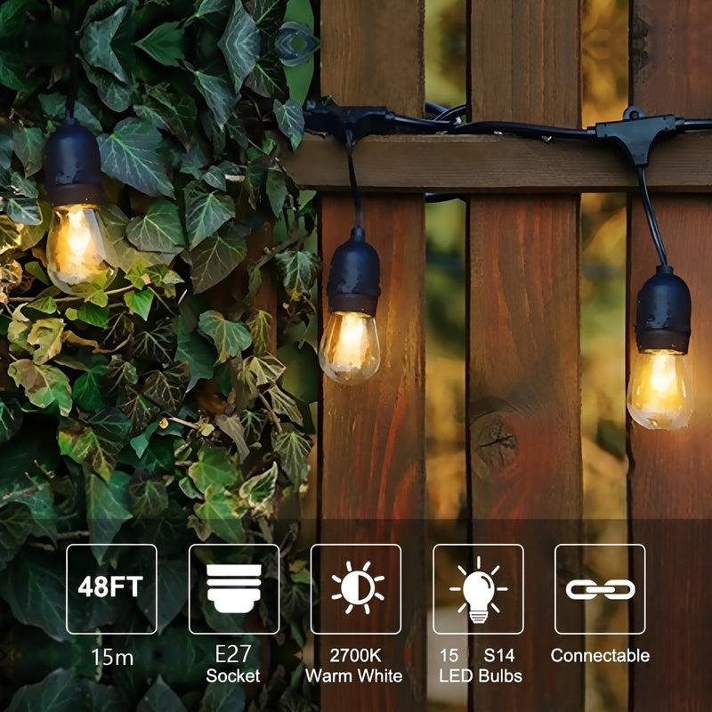 IP65 LED Party Lights Outdoor | S14 LED String Light for Patio Garden Holiday Wedding Pool Lights
